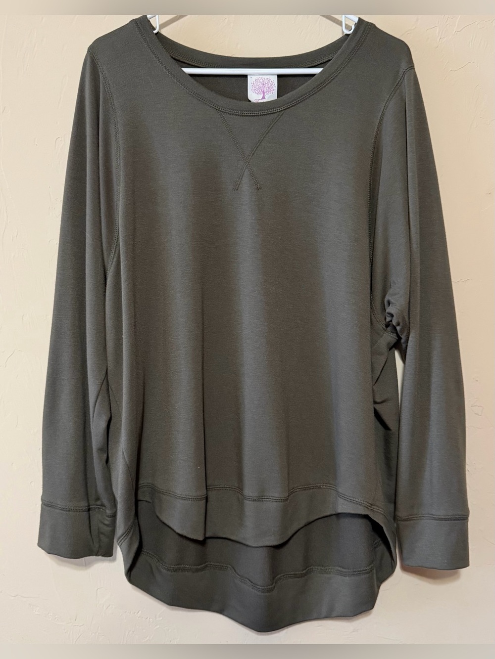 Freeloader Olive Green High-Low Crewneck Pullover-Oversized